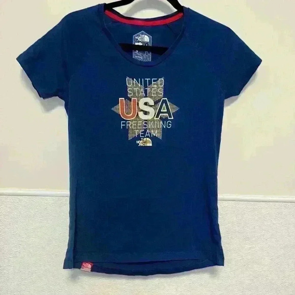 The North Face T-Shirt Blue & Red / S / USA Freeskiing Team - Picture 1 of 15
